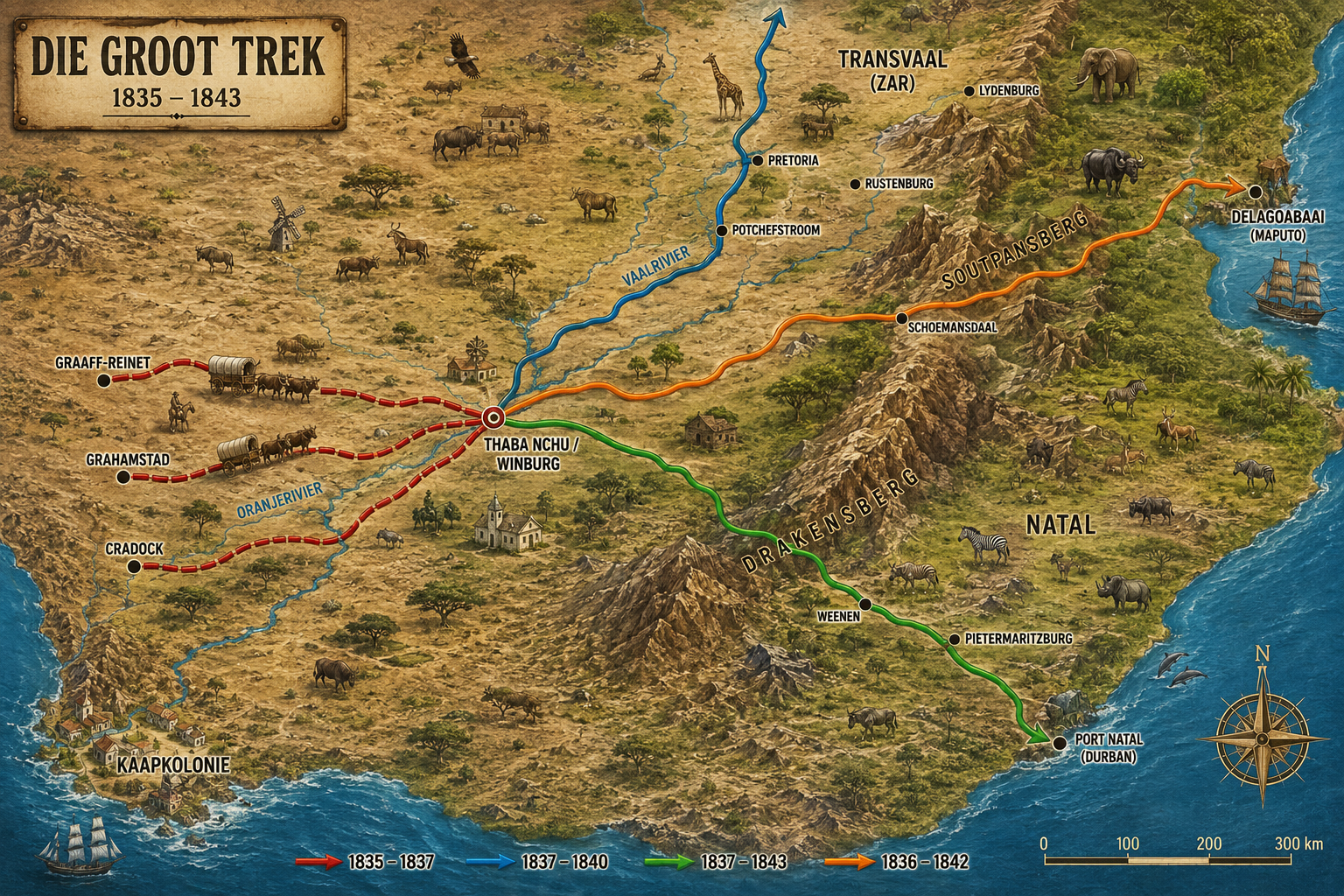 Die Groot Trek kaart